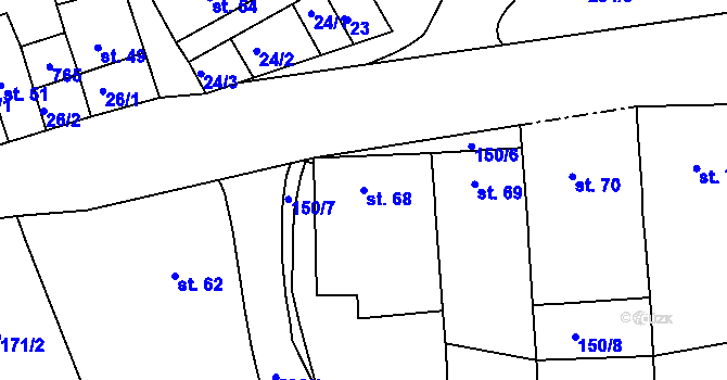 Parcela st. 68 v KÚ Těšice u Nezamyslic, Katastrální mapa