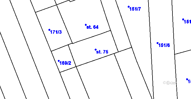 Parcela st. 75 v KÚ Těšice u Nezamyslic, Katastrální mapa