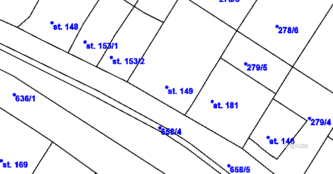 Parcela st. 149 v KÚ Nezdenice, Katastrální mapa