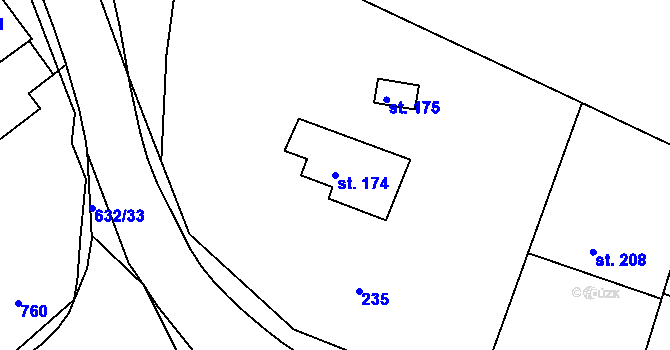 Parcela st. 174 v KÚ Nezdenice, Katastrální mapa