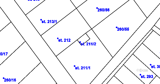 Parcela st. 211/2 v KÚ Nezdenice, Katastrální mapa