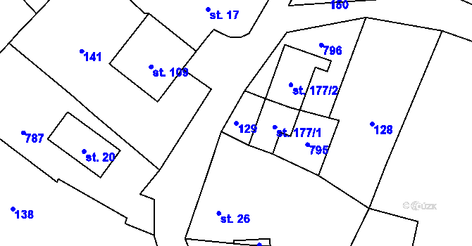 Parcela st. 129 v KÚ Nezdenice, Katastrální mapa