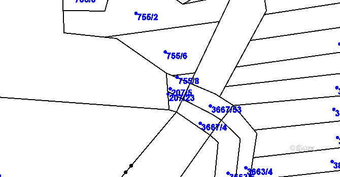 Parcela st. 207/5 v KÚ Nezdenice, Katastrální mapa