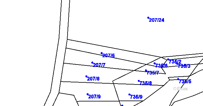 Parcela st. 207/6 v KÚ Nezdenice, Katastrální mapa