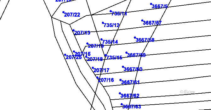 Parcela st. 735/15 v KÚ Nezdenice, Katastrální mapa