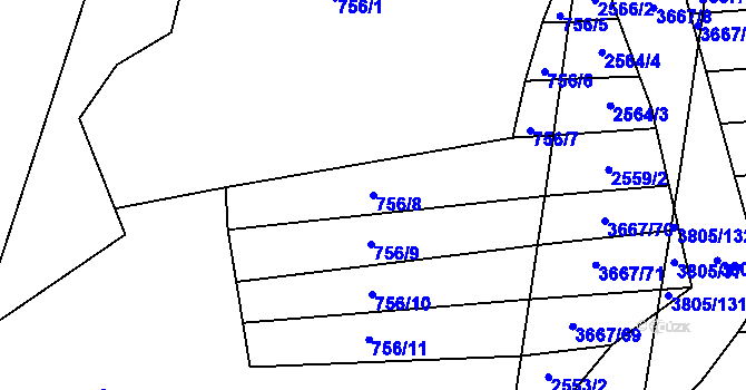 Parcela st. 756/8 v KÚ Nezdenice, Katastrální mapa