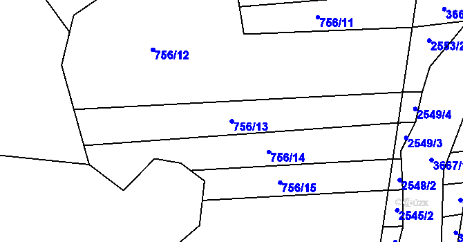 Parcela st. 756/13 v KÚ Nezdenice, Katastrální mapa