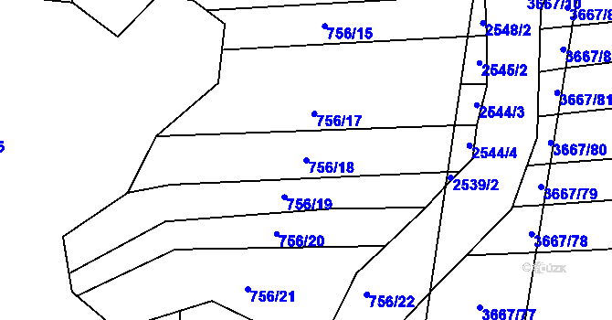 Parcela st. 756/18 v KÚ Nezdenice, Katastrální mapa