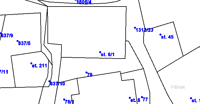 Parcela st. 6/1 v KÚ Nezdice na Šumavě, Katastrální mapa