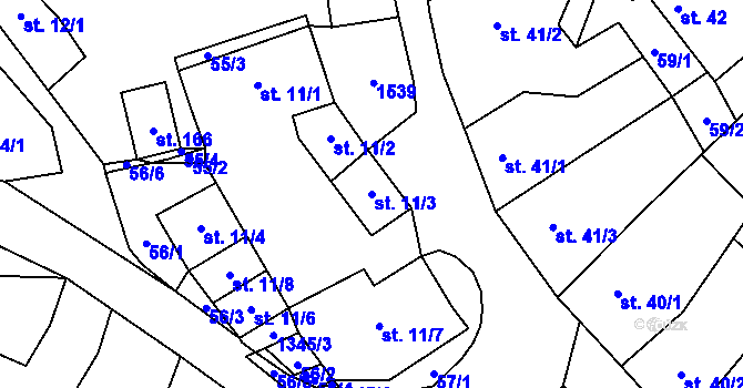 Parcela st. 11/3 v KÚ Nezdice na Šumavě, Katastrální mapa