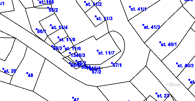 Parcela st. 11/7 v KÚ Nezdice na Šumavě, Katastrální mapa