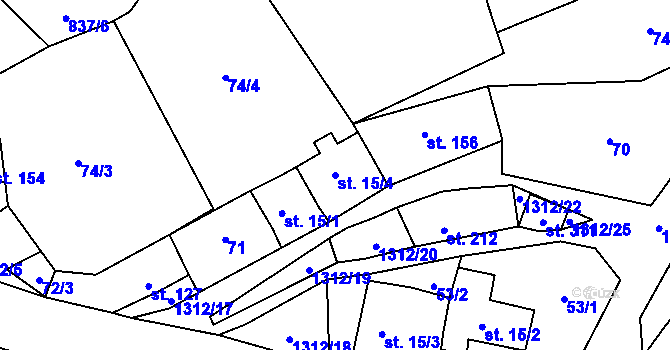 Parcela st. 15/4 v KÚ Nezdice na Šumavě, Katastrální mapa