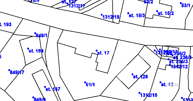 Parcela st. 17 v KÚ Nezdice na Šumavě, Katastrální mapa
