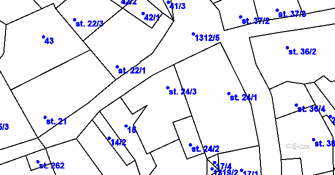 Parcela st. 24/3 v KÚ Nezdice na Šumavě, Katastrální mapa