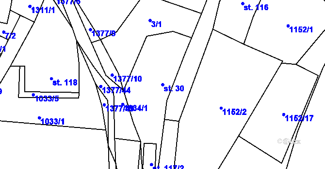 Parcela st. 30 v KÚ Nezdice na Šumavě, Katastrální mapa