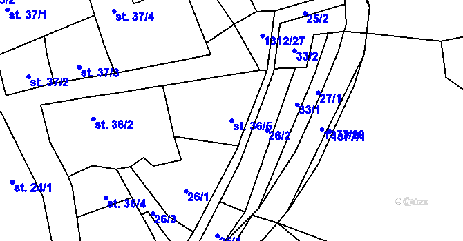Parcela st. 36/5 v KÚ Nezdice na Šumavě, Katastrální mapa