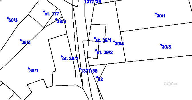 Parcela st. 39/2 v KÚ Nezdice na Šumavě, Katastrální mapa