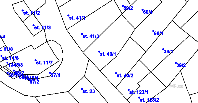 Parcela st. 40/1 v KÚ Nezdice na Šumavě, Katastrální mapa