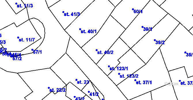 Parcela st. 40/2 v KÚ Nezdice na Šumavě, Katastrální mapa