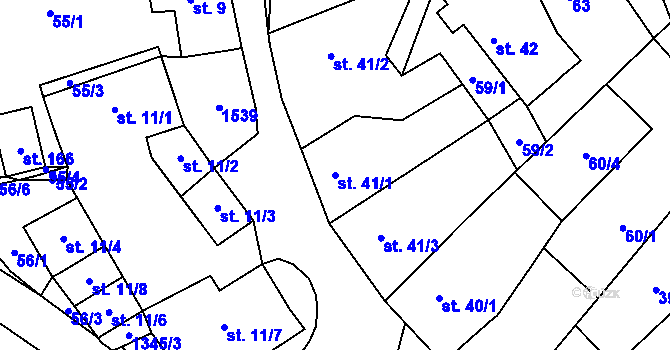 Parcela st. 41/1 v KÚ Nezdice na Šumavě, Katastrální mapa