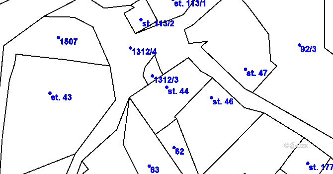 Parcela st. 44 v KÚ Nezdice na Šumavě, Katastrální mapa