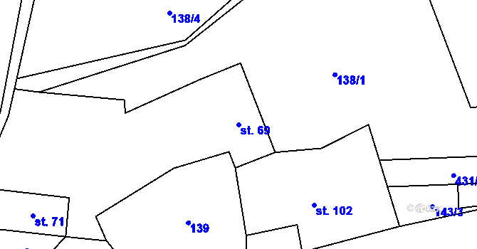 Parcela st. 69 v KÚ Nezdice na Šumavě, Katastrální mapa