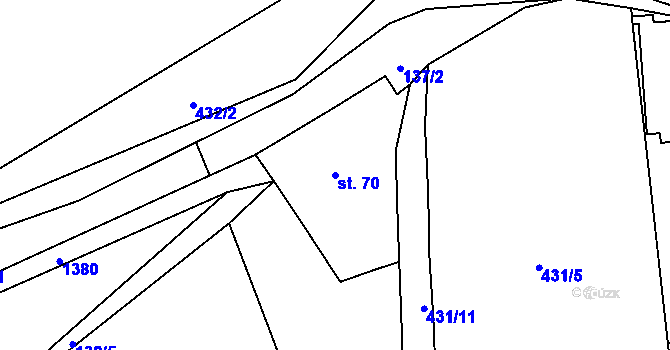 Parcela st. 70 v KÚ Nezdice na Šumavě, Katastrální mapa