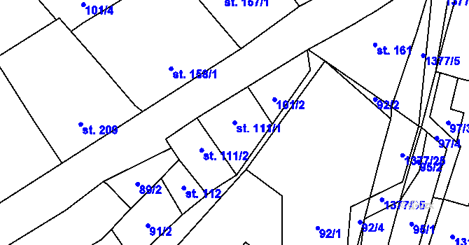 Parcela st. 111/1 v KÚ Nezdice na Šumavě, Katastrální mapa