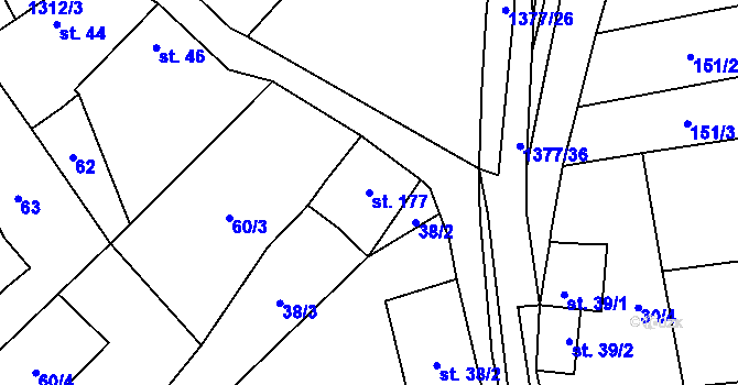 Parcela st. 177 v KÚ Nezdice na Šumavě, Katastrální mapa