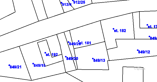 Parcela st. 181 v KÚ Nezdice na Šumavě, Katastrální mapa