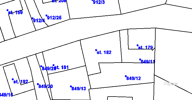 Parcela st. 182 v KÚ Nezdice na Šumavě, Katastrální mapa