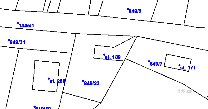 Parcela st. 189 v KÚ Nezdice na Šumavě, Katastrální mapa