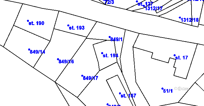 Parcela st. 194 v KÚ Nezdice na Šumavě, Katastrální mapa