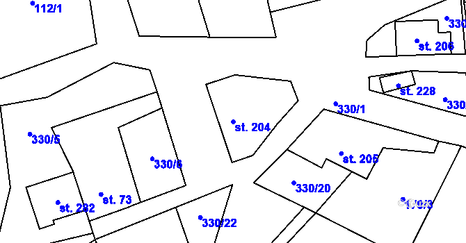 Parcela st. 204 v KÚ Nezdice na Šumavě, Katastrální mapa