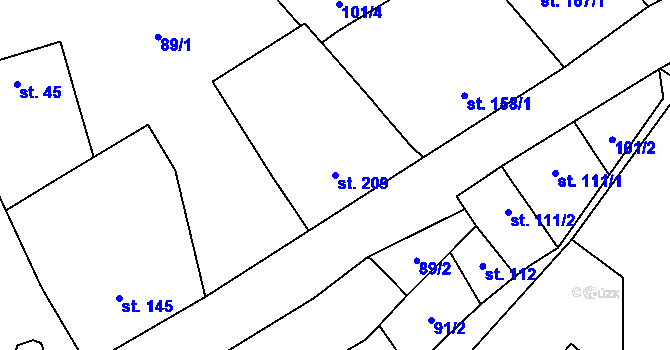Parcela st. 209 v KÚ Nezdice na Šumavě, Katastrální mapa
