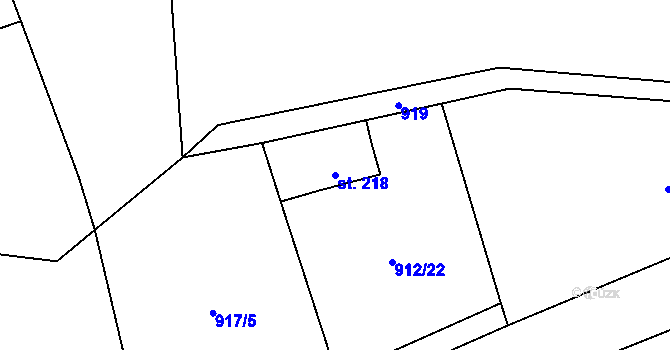 Parcela st. 218 v KÚ Nezdice na Šumavě, Katastrální mapa
