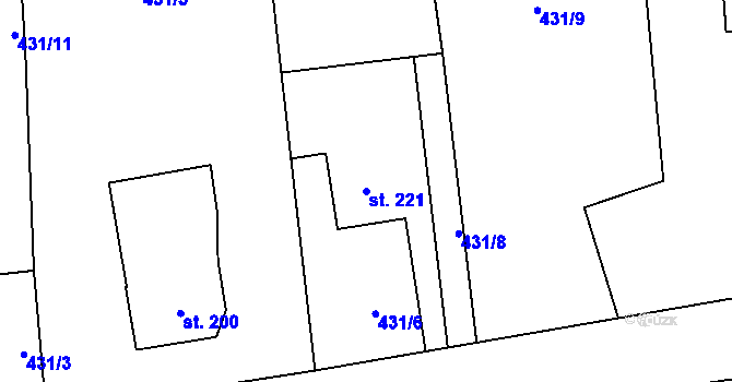 Parcela st. 221 v KÚ Nezdice na Šumavě, Katastrální mapa