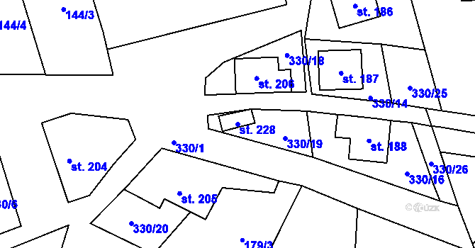 Parcela st. 228 v KÚ Nezdice na Šumavě, Katastrální mapa