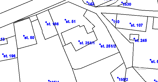 Parcela st. 251/1 v KÚ Nezdice na Šumavě, Katastrální mapa