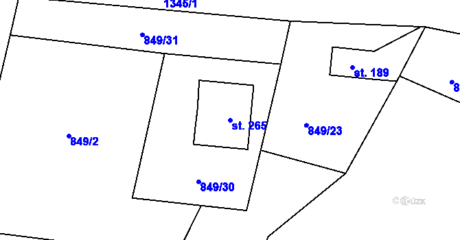 Parcela st. 265 v KÚ Nezdice na Šumavě, Katastrální mapa