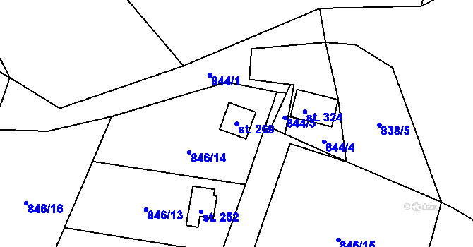 Parcela st. 269 v KÚ Nezdice na Šumavě, Katastrální mapa