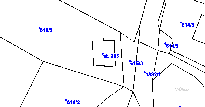 Parcela st. 283 v KÚ Nezdice na Šumavě, Katastrální mapa