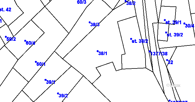 Parcela st. 38/1 v KÚ Nezdice na Šumavě, Katastrální mapa