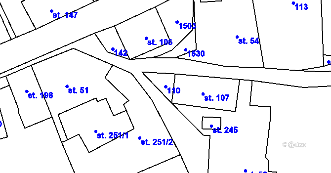 Parcela st. 110 v KÚ Nezdice na Šumavě, Katastrální mapa