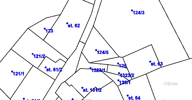 Parcela st. 124/5 v KÚ Nezdice na Šumavě, Katastrální mapa