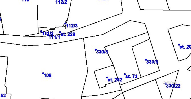 Parcela st. 330/5 v KÚ Nezdice na Šumavě, Katastrální mapa
