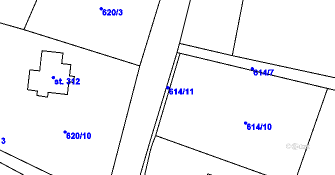 Parcela st. 614/11 v KÚ Nezdice na Šumavě, Katastrální mapa