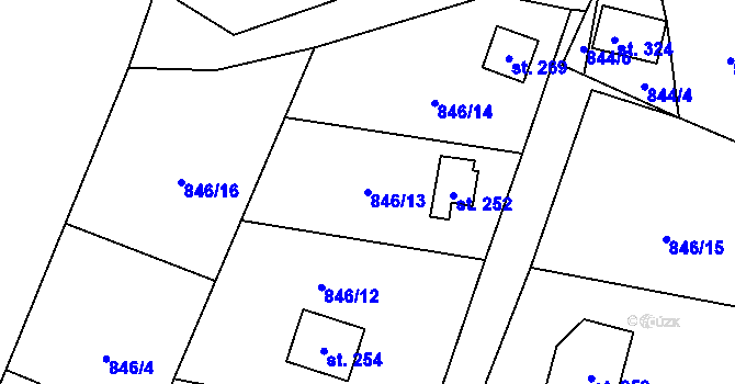 Parcela st. 846/13 v KÚ Nezdice na Šumavě, Katastrální mapa