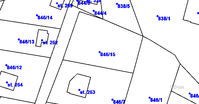 Parcela st. 846/15 v KÚ Nezdice na Šumavě, Katastrální mapa