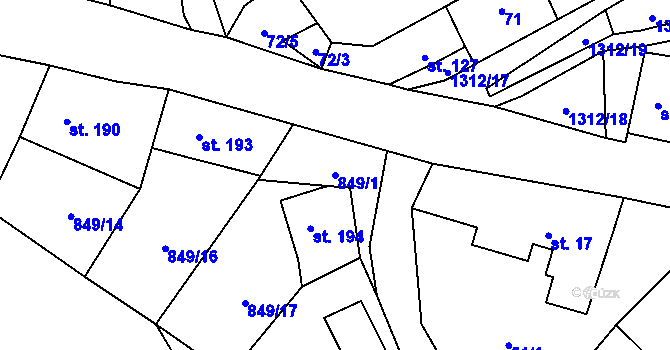 Parcela st. 849/1 v KÚ Nezdice na Šumavě, Katastrální mapa